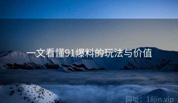 一文看懂91爆料的玩法与价值