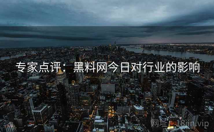 专家点评：黑料网今日对行业的影响