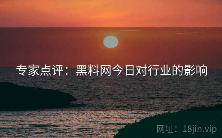专家点评：黑料网今日对行业的影响