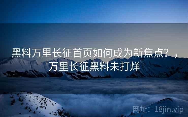 黑料万里长征首页如何成为新焦点？，万里长征黑料未打烊