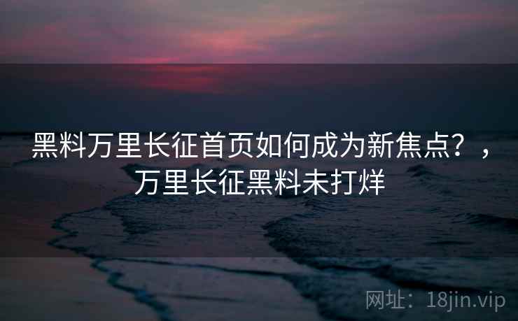 黑料万里长征首页如何成为新焦点？，万里长征黑料未打烊
